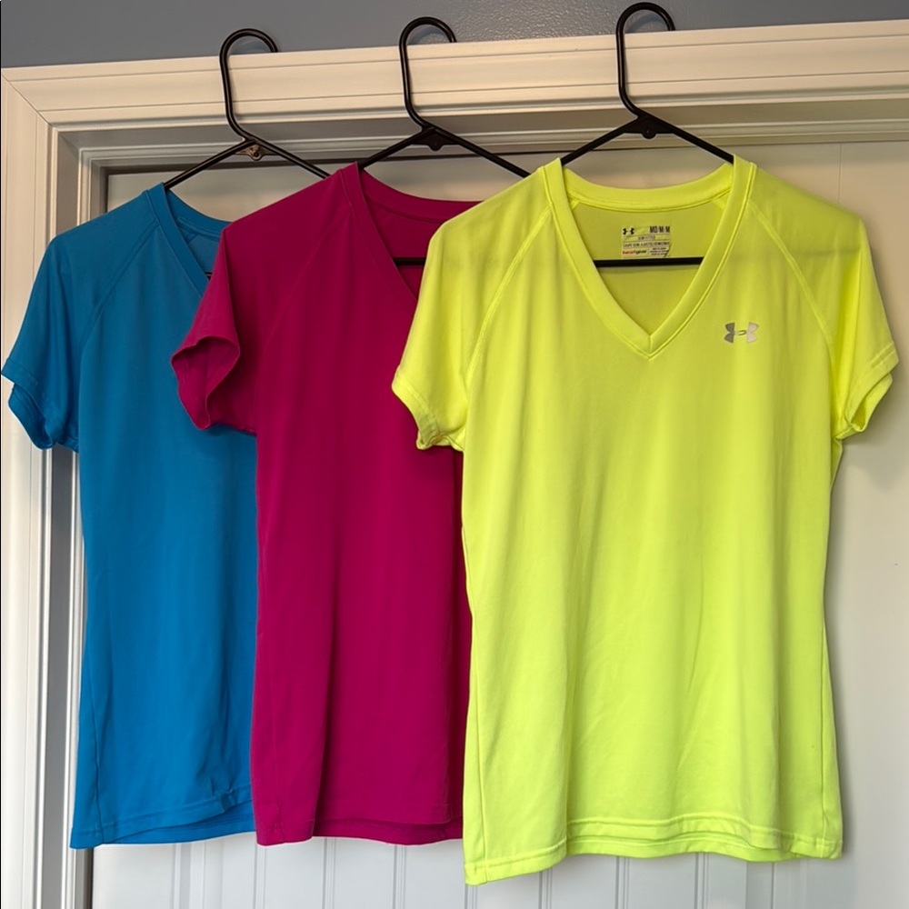 Under Armour Women's V-Neck Active Tops - Blue, Pink, Yellow